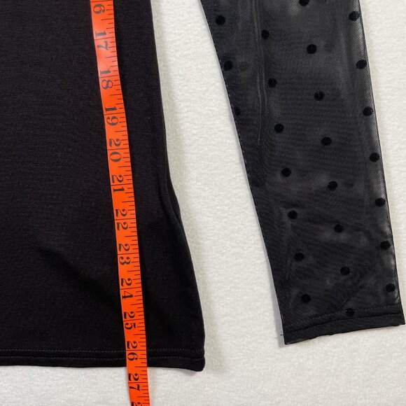 Long Tall Sally Black Sheer Polka Dot Neck Jersey Long Sleeve Top Size M - Picture 10 of 14